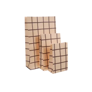 Blokbodemzak grid creme M | 1 stuk